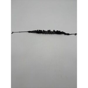 Lia‎ Sophia Necklace Choker Black Beads 16" Inch Gun Metal GrayRare Discontinued